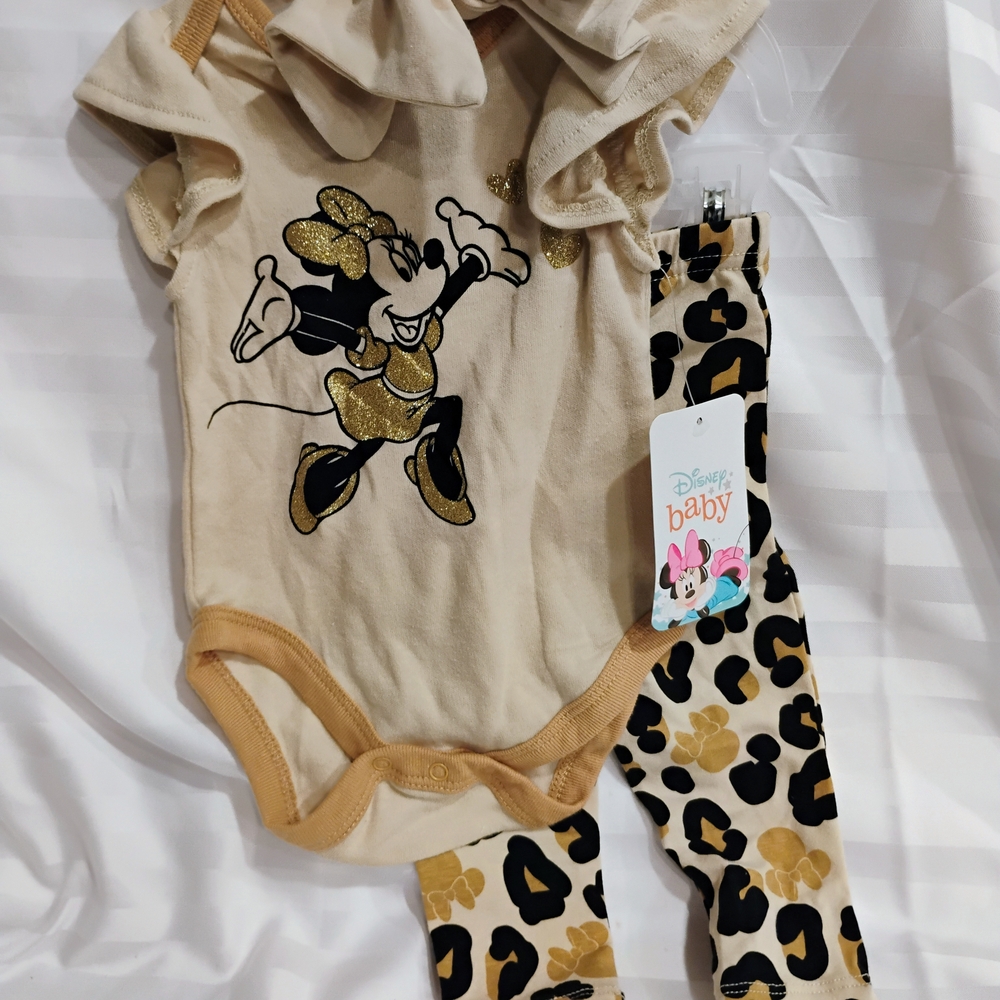 Disney Baby Minnie Mouse Outfit 3 piece Set.